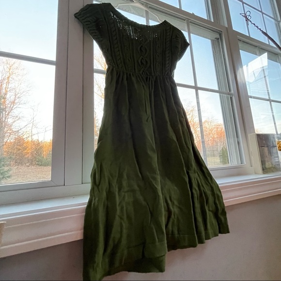 Green cotton short sleeved dress (small) - Picture 8 of 9